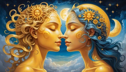 Celestial Twins Sun and Moon Goddesses
