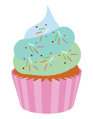 Colorful Cupcake Illustration - Flat Vector Design.