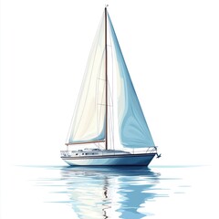 Fototapeta premium Elegant sailboat gliding peacefully across the tranquil ocean its reflection mirrored on the calm waters below a picturesque sky of clouds and azure hues