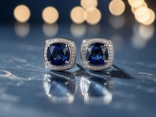 Elegant Sapphire and Diamond Halo Stud Earrings