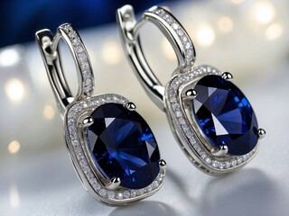 Elegant Sapphire and Diamond Leverback Earrings