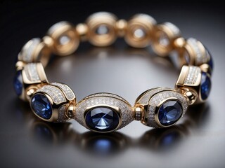 Elegant Gold Bracelet with Blue Sapphires and Diamonds