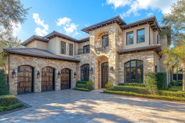Exterior view of a large, luxurious house.