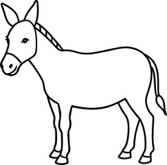 hand drawn donkey outline illustration 