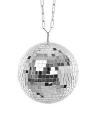One shiny disco ball isolated on white