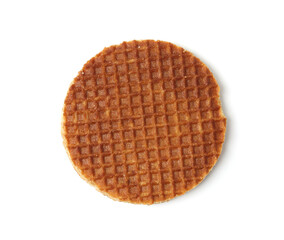 One tasty Dutch waffle isolated on white
