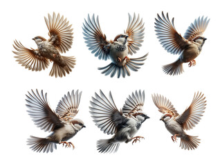 Obraz premium Avian ballet Sparrows soaring feathers catching light