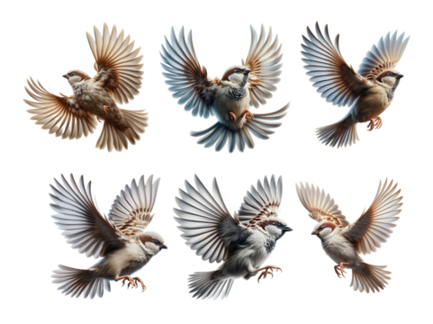Avian ballet Sparrows soaring feathers catching light