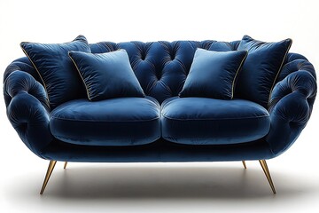 Modern two-seater velvet loveseat with stylish golden legs high resolution picture