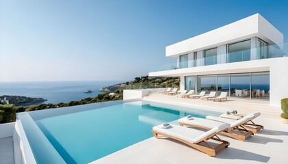 Fototapeta premium Modern Villa with Infinity Pool and Ocean View