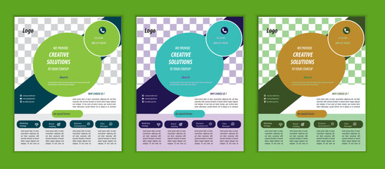 a bundle of 3 templates business flyer design, in blue color, and modern design,marketing,medical proposal, promotion, advertise, publication and editable vector template design