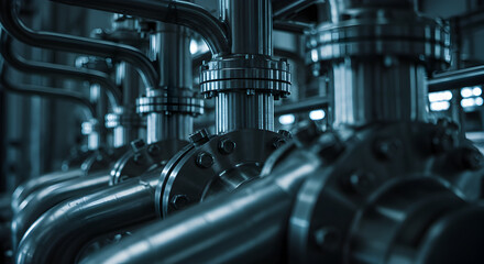 Fototapeta premium Industrial Pipes and Connections Metalwork Detail