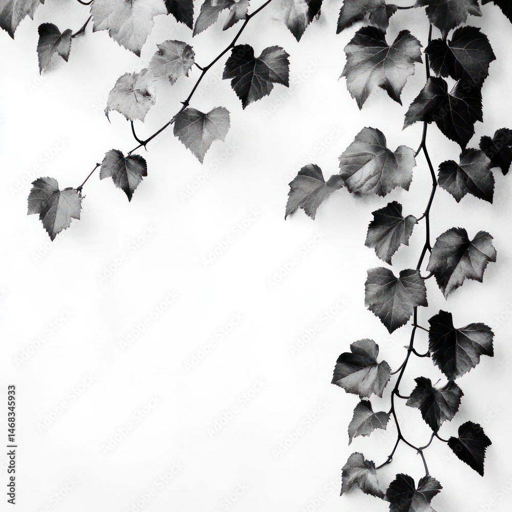 Wall mural elegant monochrome foliage forming lush natural patterns and textures creating a serene and tranquil