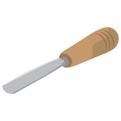 Flat chisel with wood grip. Vector