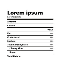 Design template nutrition fact without line