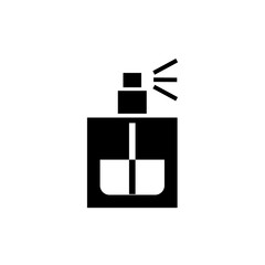 Obraz premium Fragrance bottle spraying perfume in a minimalist style on a white background