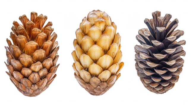 Isolated pine cones on Transparent Background showcasing seasonal texture