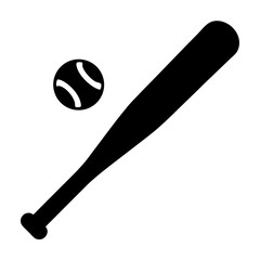 Black and white minimalist baseball bat and ball vector illustration design