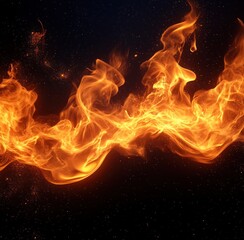 Fototapeta premium Bright swirling flames with sparks against a dark background creating an intense and dynamic fiery display