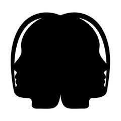 Abstract silhouette of two faces facing each other forming a single head