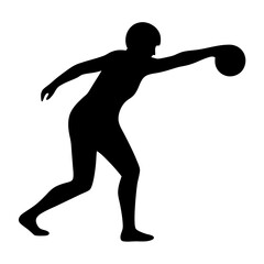 Silhouette of a person throwing a ball wearing a helmet, white background