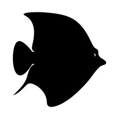 Black silhouette of a saltwater fish, potentially an angelfish or butterflyfish