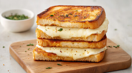 Melted cheese between crispy toasted bread creates delicious comfort food experience