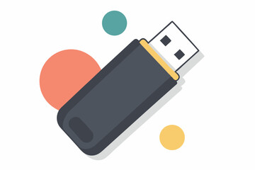USB flash drive illustration against geometric background  