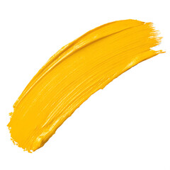 Yellow paint stroke on transparent background
