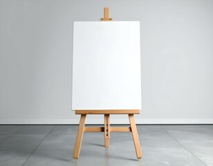 Blank canvas on wooden easel.  Perfect for mockups, presentations, or artwork.