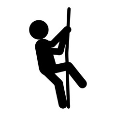 Stick figure climbing a pole demonstrating strength and athleticism in silhouette