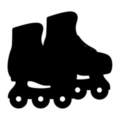 Silhouette of classic roller skates on white background ready for rolling