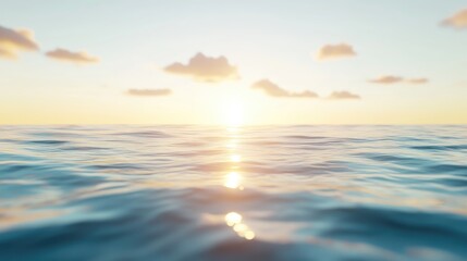 Obraz premium Shallow tropical beach water with rippling textures and reflections of sunbeams, minimal clouds in the background