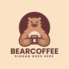 Cartoon Bear Coffee Mascot Logo Design