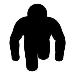 Silhouette of a Strong Figure Walking Towards the Viewer, Isometric View