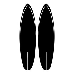 Two sleek and modern black surfboards isolated on a white background