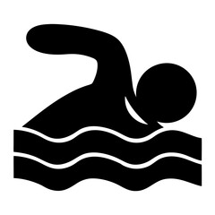 Stylized swimmer in a simplified graphic illustration of water activity