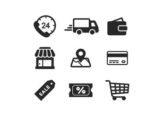 Shopping and retail vector icon stock illustration.