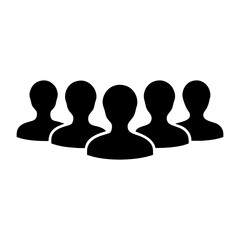 Black and White Silhouette Representation of a Group of People Forming a Team