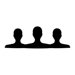 Silhouette illustration of three people standing side by side in unity
