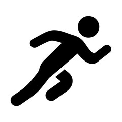 Simple icon of a person running fast for exercise or competition