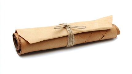 Rolled up ancient leather scroll