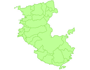 和歌山県　地図　黄緑　イラスト