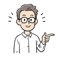 Smiling man in glasses pointing (1)