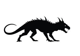 Fototapeta premium Chupacabra silhouette. This image shows a dark outline of the legendary cryptid known as the Chupacabra, symbolizing mystery, folklore, and eerie mythological presence. clipart illustration design.