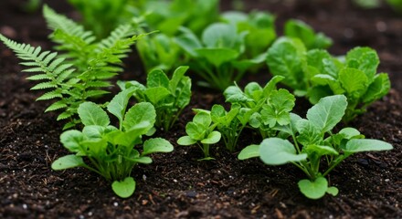 Obraz premium Young plants growing in fertile soil