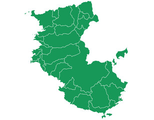 Fototapeta premium 和歌山県 地図 グリーン イラスト