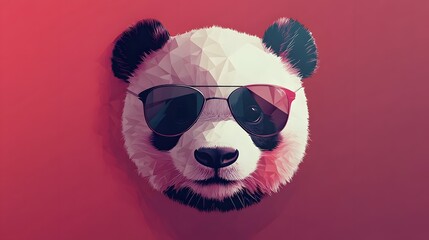 An adorable round panda with sunglasses on a solid background for cute and whimsical animal themes