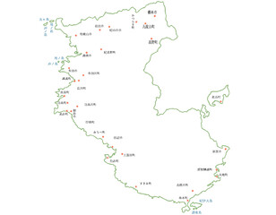 Obraz premium 和歌山県 地図 白 斑点 イラスト