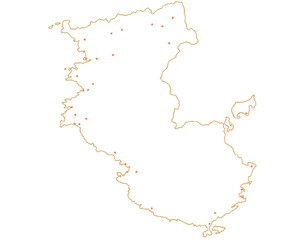 和歌山県　地図　白　斑点　イラスト